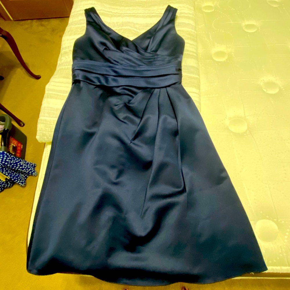 David’s Bridal Navy Blue Tea Length Dress